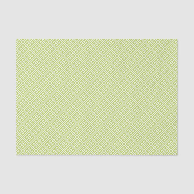 Kiwi Green Greek Key Pattern Tissue Paper (Front)
