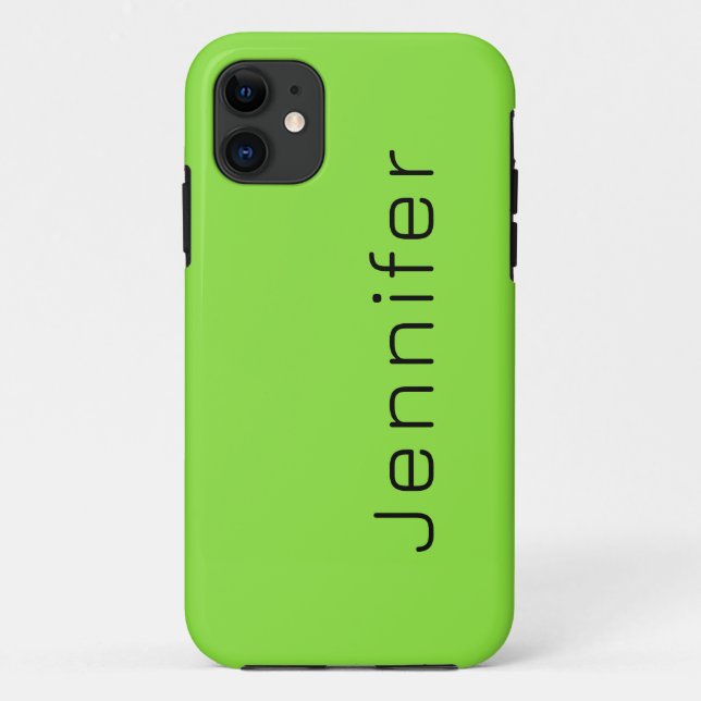 Kiwi Green Solid Colour | Minimalist Name Case-Mate iPhone Case (Back)