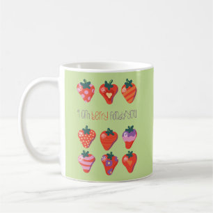 Kiwi I am Berry Fond of You Illustrated Strawberry Coffee Mug