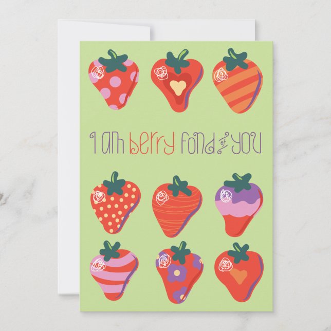 Kiwi I'm Berry Fond of You Valentine Holiday Card (Front)