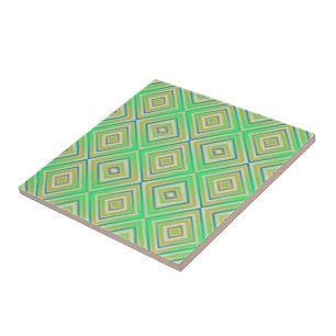 Kiwi Lime Green Alternative Diamond Pattern  Ceramic Tile