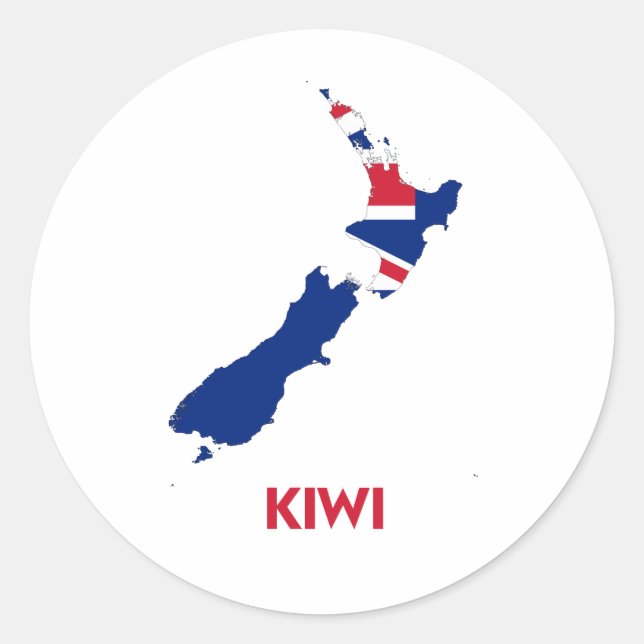 KIWI MAP CLASSIC ROUND STICKER (Front)