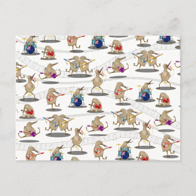 Kiwi Music Pattern Postcard (Front)
