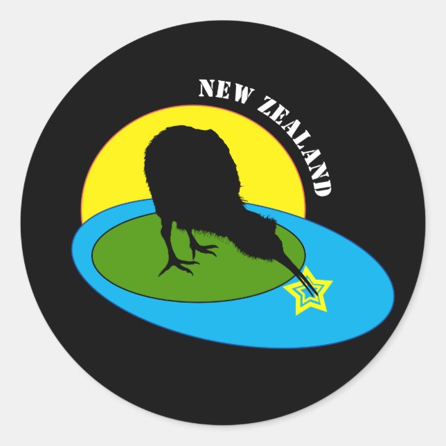 Kiwi - New Zealand Bird & Bro Fashion (travel) Classic Round Sticker (Front)