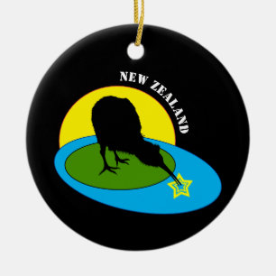 Kiwi - New Zealand Bird & Bro Travel (Christmas) Ceramic Ornament