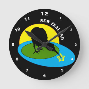 Kiwi - New Zealand Bird & Bro Travel (Clock) Round Clock