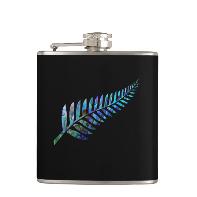 KIWI NEW ZEALAND FERN PAUA HIP FLASK (Front)