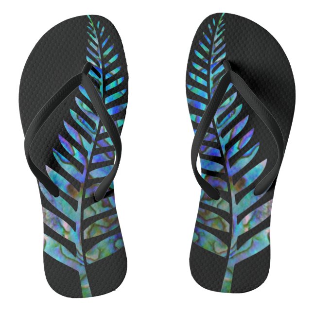 KIWI NEW ZEALAND FERN PAUA THONGS (Footbed)