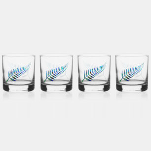 KIWI NEW ZEALAND FERN PAUA WHISKEY GLASS