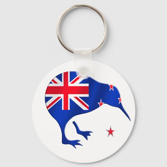 kiwi New Zealand flag soccer football gifts Key Ring (Front)