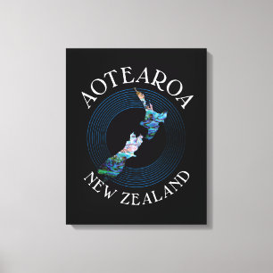 KIWI NEW ZEALAND MAP PAUA CANVAS PRINT
