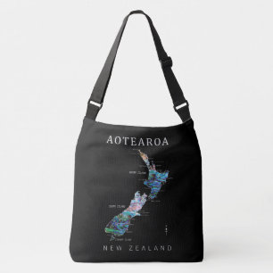 KIWI NEW ZEALAND MAP PAUA CROSSBODY BAG