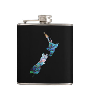 KIWI NEW ZEALAND MAP PAUA HIP FLASK