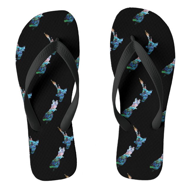 KIWI NEW ZEALAND MAP PAUA THONGS (Footbed)