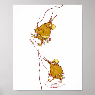 Kiwi NZ BIRDS ROCK CLIMBING Poster