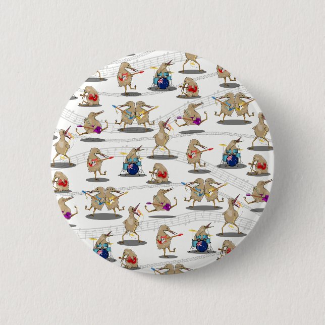 Kiwi NZ MUSIC PATTERN 6 Cm Round Badge (Front)