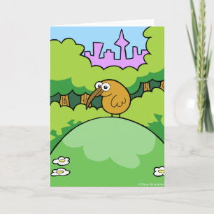 Kiwi on a hill greeting card