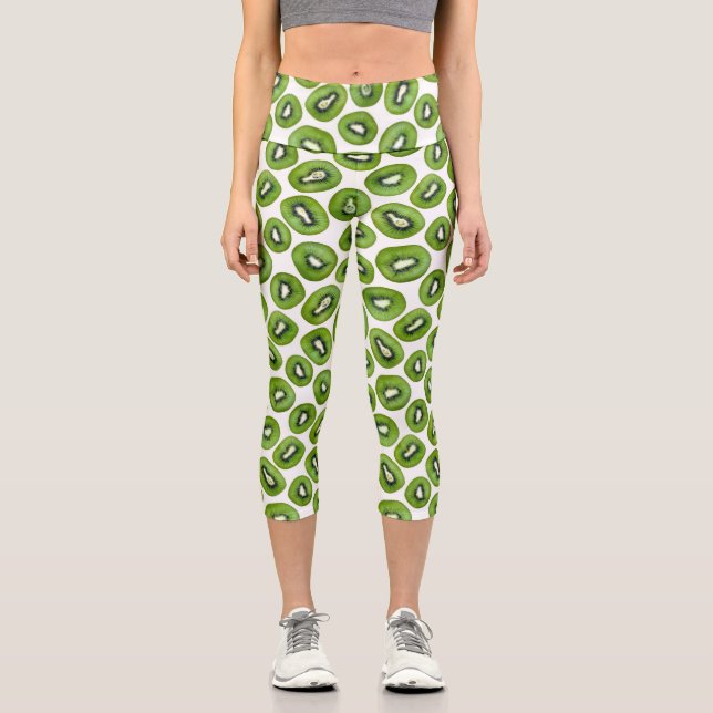 Kiwi Pattern Capri Leggings (Front)