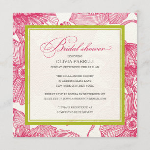 KIWI + PINK FLOWERS BRIDAL SHOWER INVITE