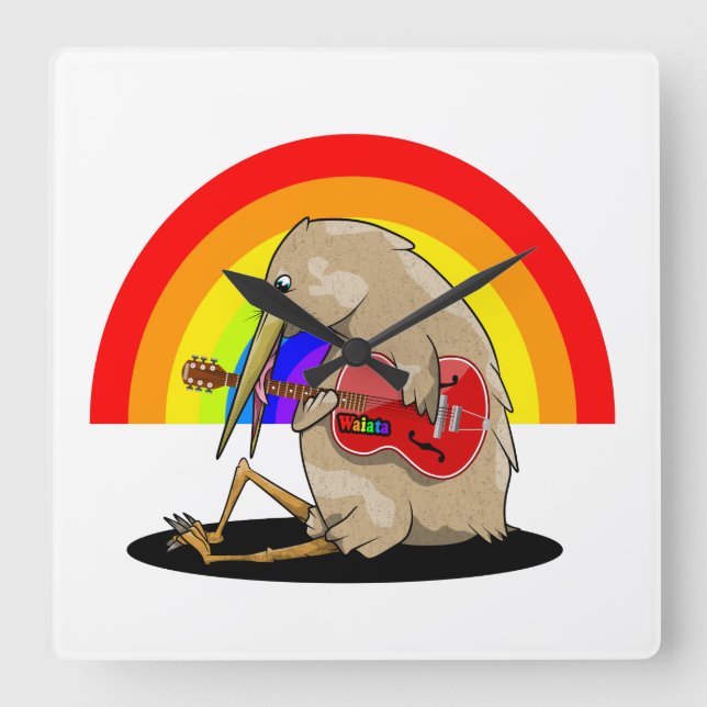 kIWI playing acoustic guitar Square Wall Clock (Front)