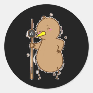 Kiwi Playing Billiards Classic Round Sticker