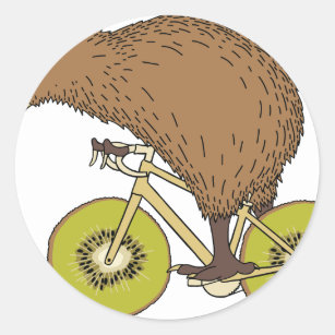 Kiwi Riding Bike With Kiwi Wheels Classic Round Sticker