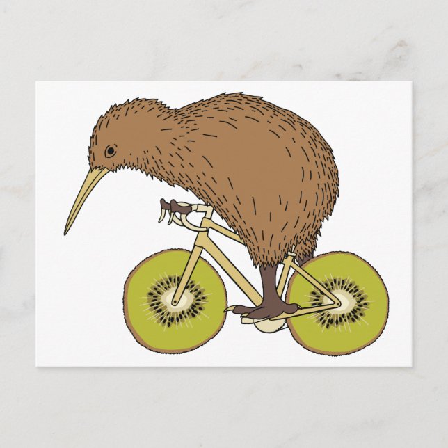 Kiwi Riding Bike With Kiwi Wheels Postcard (Front)