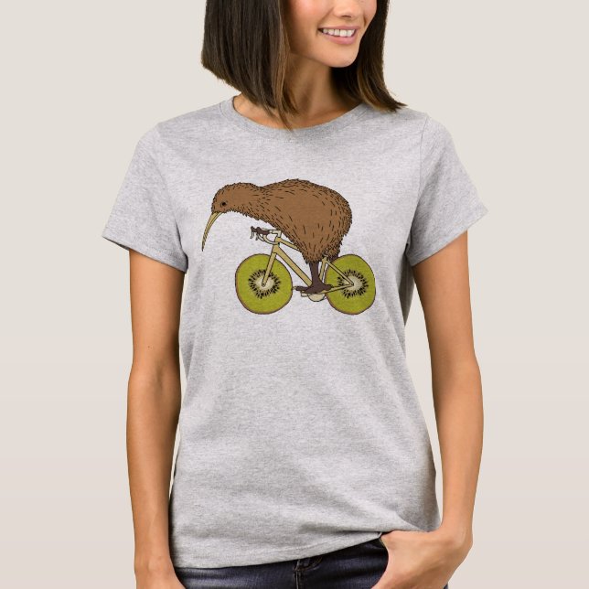 Kiwi Riding Bike With Kiwi Wheels T-Shirt (Front)