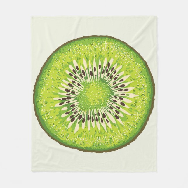 Kiwi Slice illustration pattern Fleece Blanket (Front)