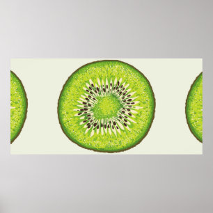 Kiwi Slice illustration pattern Poster