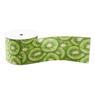 Kiwi Slice Pattern Grosgrain Ribbon