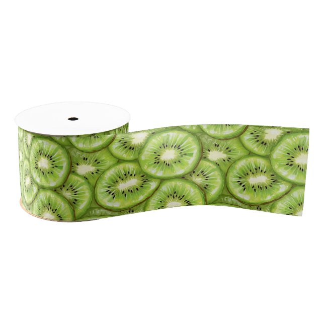Kiwi Slice Pattern Grosgrain Ribbon (Spool)