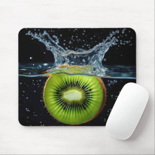 Kiwi Slice Splashing Into Water Mouse Pad
