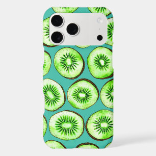 Kiwi slices on turquoise