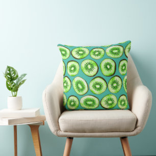 Kiwi slices on turquoise cushion