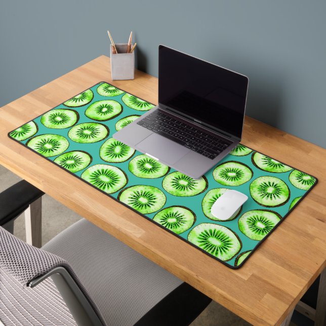 Kiwi slices on turquoise desk mat (Office 2)