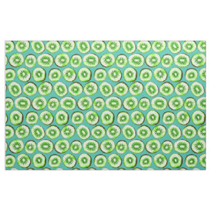 Kiwi slices on turquoise fabric