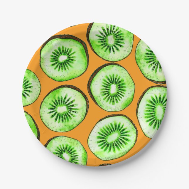 Kiwi slices paper plate (Front)