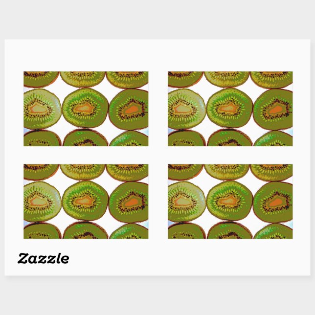 Kiwi slices rectangular sticker (Sheet)
