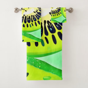 Kiwi Slices: Vibrant and Fresh Bath Towel Set