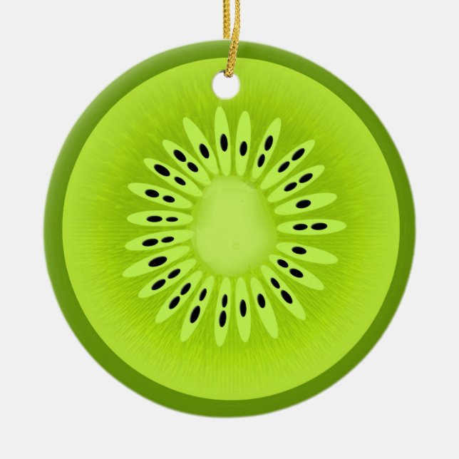Kiwi Stylised Fruit Slice Ceramic Ornament (Front)