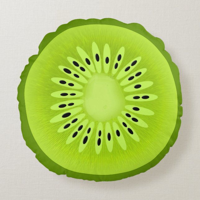 Kiwi Stylised Fruit Slice Round Cushion (Front)