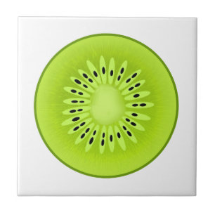 Kiwi Stylized Fruit Slice Ceramic Tile