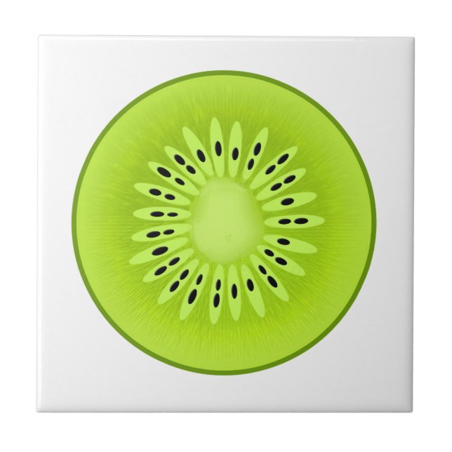 Kiwi Stylized Fruit Slice Ceramic Tile (Front)