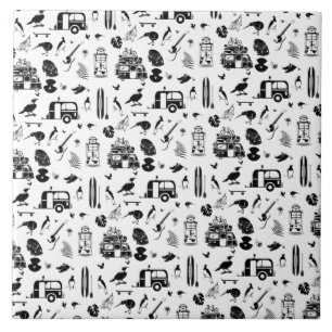 kiwi summer pattern TRANS Ceramic Tile