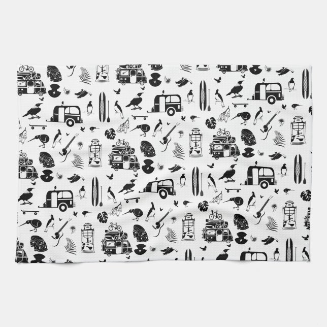 kiwi summer pattern TRANS Tea Towel (Horizontal)