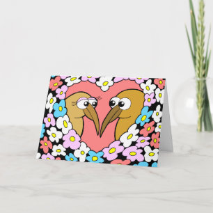 Kiwi Valentine with flowers Greeting Card