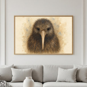 Kiwi Watercolor Portrait Poster