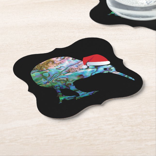 KIWI XMAS PAUA PAPER COASTER (Angled)