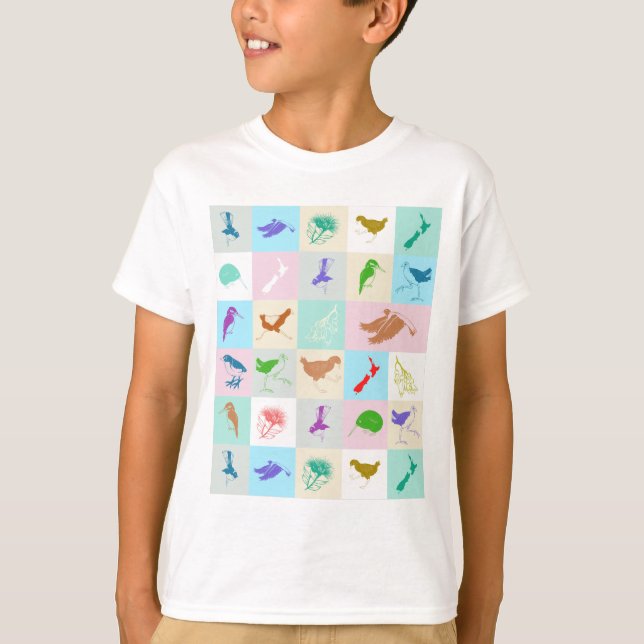 Kiwiana pop art bird pattern T-Shirt (Front)